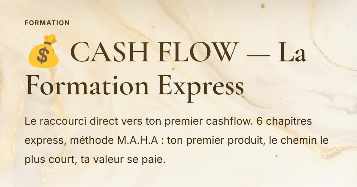 💰 CASH FLOW — La Formation Express