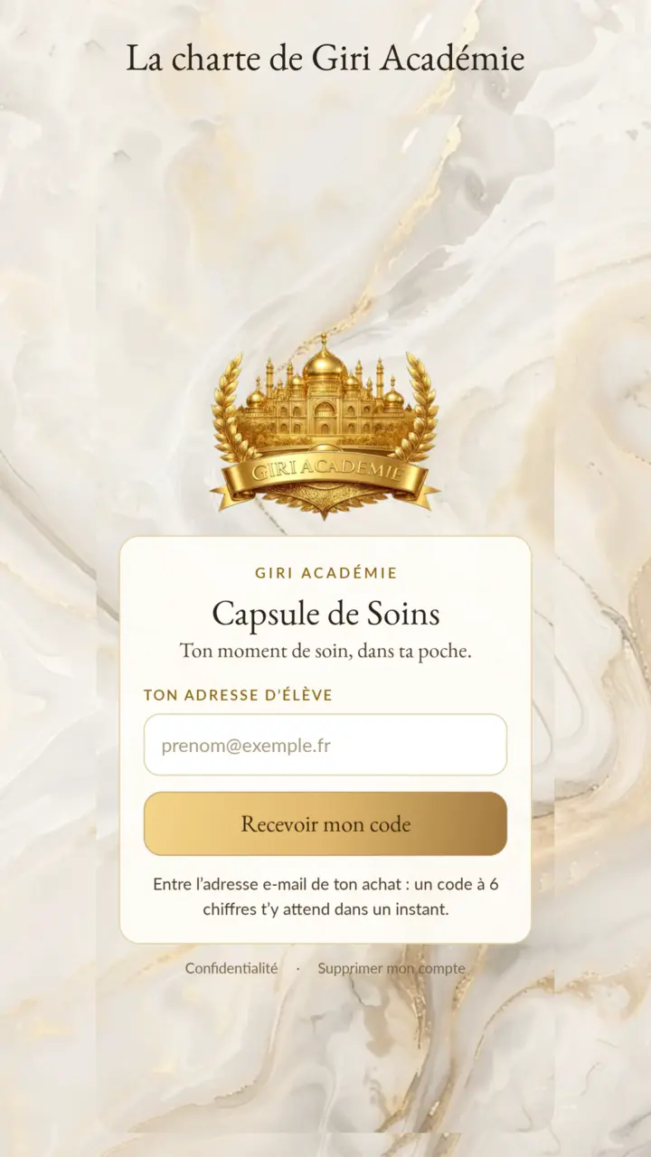 L’écran de connexion de la Capsule de Soins