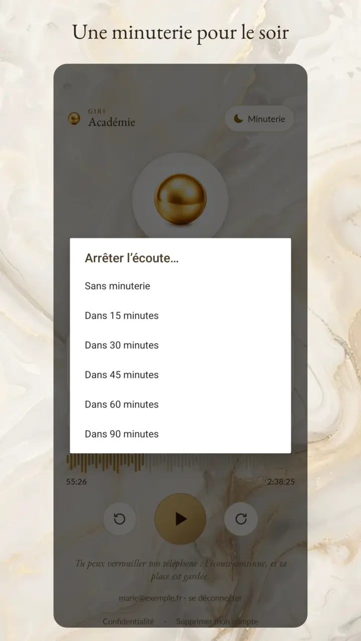 La minuterie de sommeil de la Capsule de Soins
