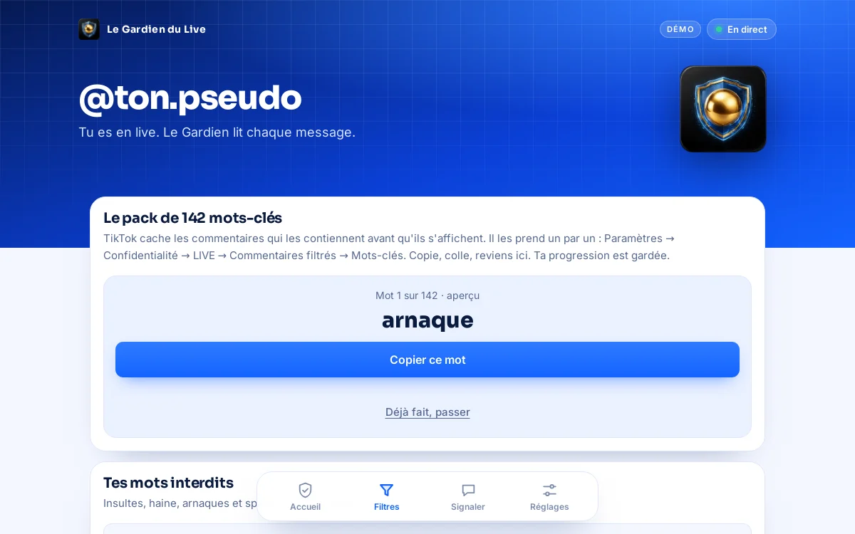 Le pack de mots-clés à ajouter dans TikTok