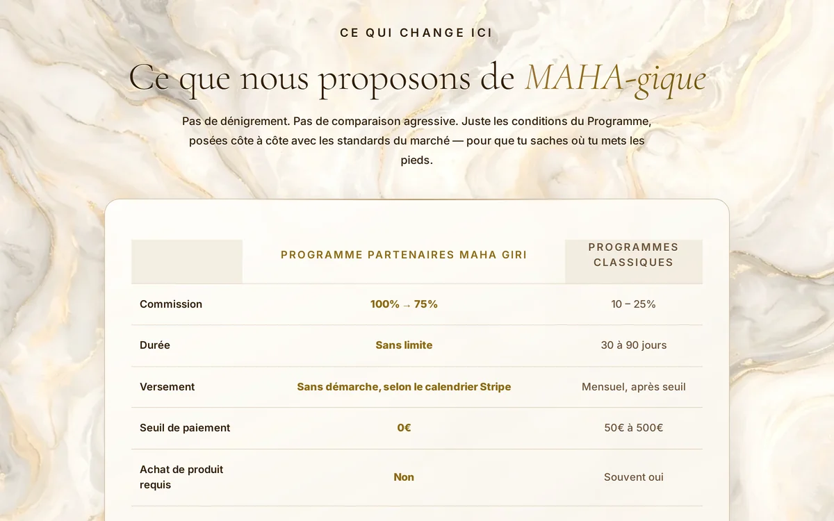 La comparaison entre Giri Partenaires et les programmes habituels