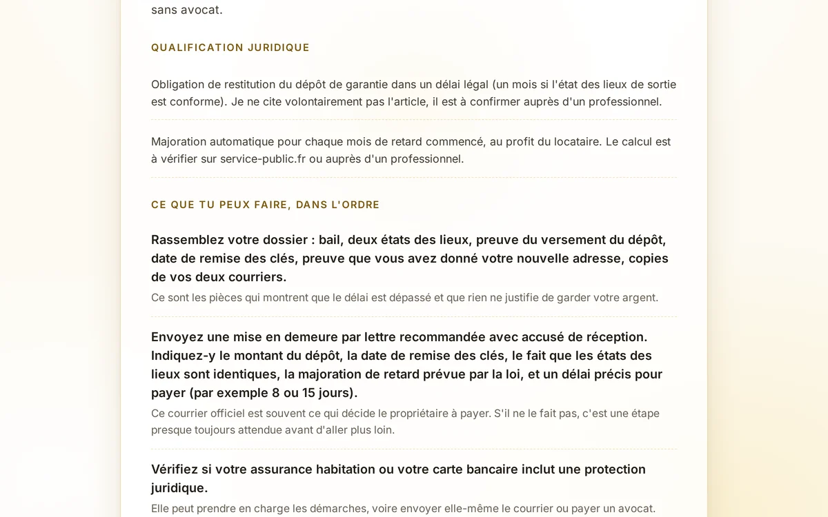 La qualification juridique dans une réponse d'exemple de Thémis Particulier